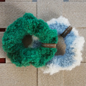 no reason no rush 捲捲毛手工針織髮圈兩件組