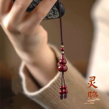 靈隱朱砂福祿葫蘆手機鏈掛飾男女款個性創意小吊墜掛件包包掛墜