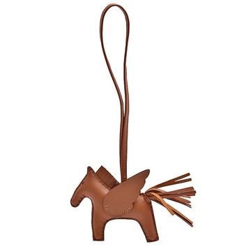 HERMES 愛馬仕 RODEO飛馬造型小羊皮鑰匙圈/吊飾(迷你-焦糖棕色)