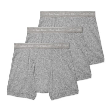 CK 經典長版文字貼身四角內褲三件組-灰色