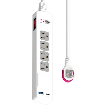 Tyson 太順電業 USB延長線 4座20W智慧快充組 台灣製造  1.2m  白色  1個