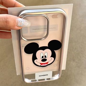 免運+隔日🚚電鍍手機殼 創意大頭米奇 適用於蘋果17promax 16Pro 15plus 14 13 12 11防摔