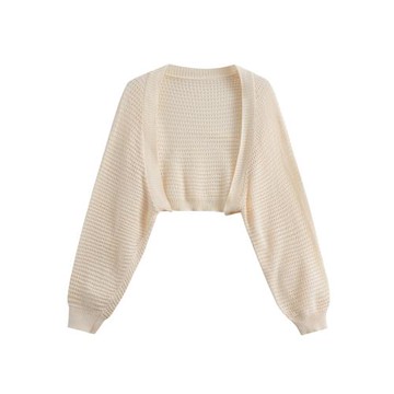 春夏配吊帶裙披肩短款外搭針織防曬開衫女蝙蝠袖鏤空坎肩罩衫外套