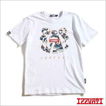 IZZVATI-仿箔日式浪花短T-黑-白