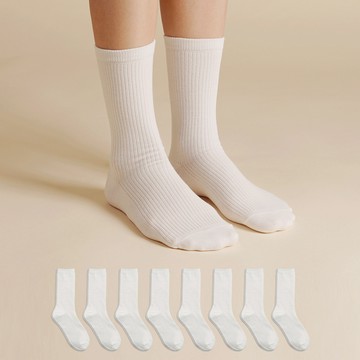 Sockpiens 女款高級超長羅紋長筒襪 8雙  230~250mm  象牙