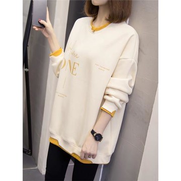 假兩件上衣2024年春秋季薄款圓領衛衣女設計感小眾寬松韓版中長款