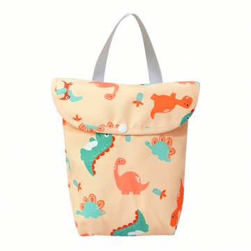 雙口袋嬰兒尿布收納袋 大容量防水便攜掛袋  24 x 20 x 底厚7 x 底寬14cm  恐龍  1個