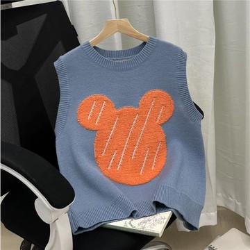 學院風馬夾針織馬甲女春秋款復古無袖寬松百搭外穿疊穿毛衣背心女