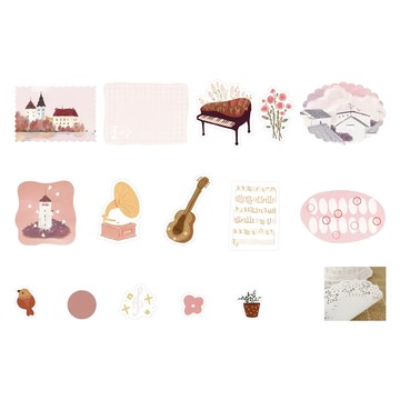 德德小品集 手帳素材包  微風吹過的島嶼 音樂城  2包