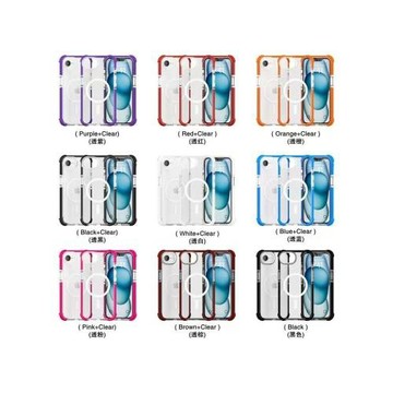 適用 蘋果16e  15prmax 15Plus 手機殼 15pro iPhone16 pro max magsafe磁吸亞克力 四角雙色防摔保護套
