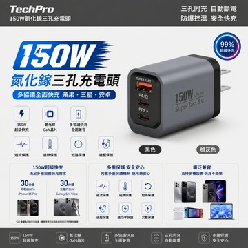 🚀當天出貨+隔日達🚀【低溫不傷機】150W氮化镓充电器 超級閃充 PD快充 充電頭 多孔 快充頭 Type C 豆腐頭