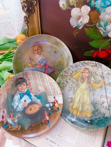 1981 年 美國畫家手繪限量收藏盤Little Miss Muffet 瓷盤 限量盤