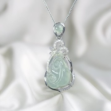 【願‧事事如意】冰種如意吊墜18K金 | 天然緬甸A貨翡翠 | 送禮