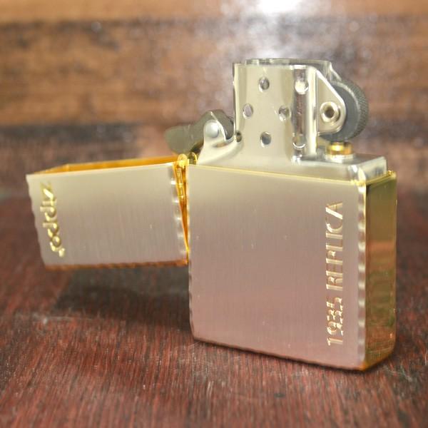 ジッポー ZIPPO ライター 1935レプリカ シンプルロゴ シルバー サイドゴールド