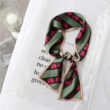 愛心小絲巾軟妹風韓國春夏新款chic裝飾小領巾百搭發帶職業長絲帶1入
