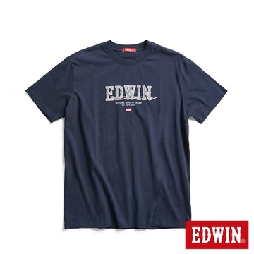 EDWIN 男裝 精緻素描LOGO短袖T恤-丈青色