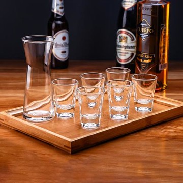 Ocean進口玻璃白酒杯分酒器托盤套裝一口杯小酒杯分酒壺烈酒杯加