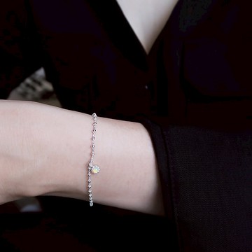 925純銀 蛋白石 點點雨珠 客製化刻字 手鍊 免費送禮包裝