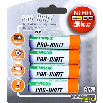 華志PRO-WATT 鎳氫充電電池3號4入  PW-AA2500 1.2V