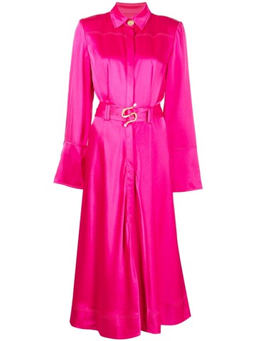 Aje - belted shirt dress - women - Polyester/Acetate/Polyester/Viscose/Linen/Flax - 12 - Pink
