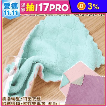 加大不掉毛雙層纖維吸水抹布/毛巾 (25X25cm)