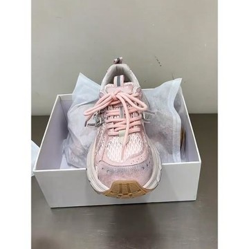 羊皮！老爹鞋女2026新款粉色圓頭網面透氣系帶防滑耐磨跑步運動鞋