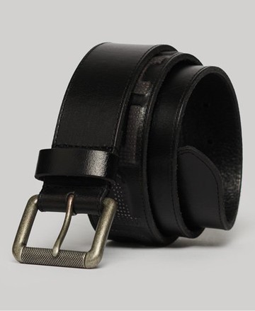 Superdry Men's Men's Vintage Branded Belt Black / Black/ Silver - Size: S