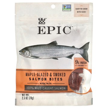 Epic Bar, 鮭魚零食，楓糖和煙燻，2.5 盎司（70 克）