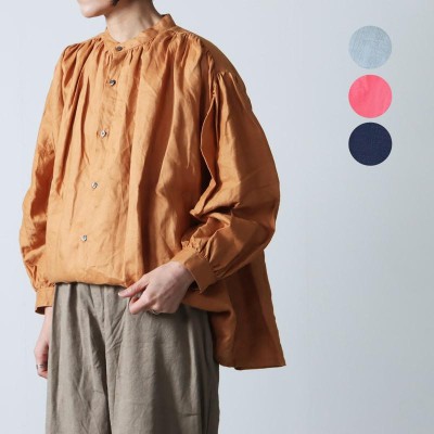 130㎝【美品】 Ichi Antiquites リネン ギャザー ストライプ シャツ