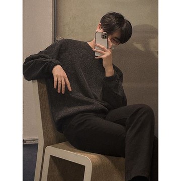 MRCYC圓領長袖衛衣男士秋冬季韓系寬松加厚休閑套頭線衣打底衫潮