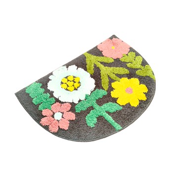 CasaBella 美麗家居 半圓吸水踏墊 聚酯纖維 TPR防滑背底  40 x 62cm  灰色花款  1個
