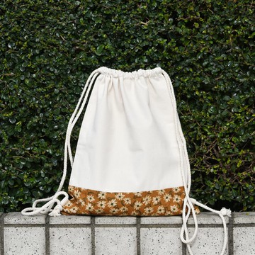 束口後背包/束繩包/束口袋 ~ 啡底小白菊(B205) RS