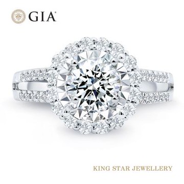 King Star GIA 一克拉 Dcolor 18K金 天然鑽石戒指 圓滿(3 克拉視覺效果)