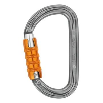 PETZL Am`D TRIACT-LOCK 鋁合金D型三段自動上鎖鉤環 銀灰色/金色 M34A-TL