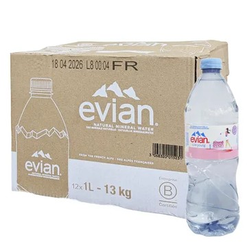 法國EVIAN礦泉水塑膠瓶裝(1000ML x 12瓶)