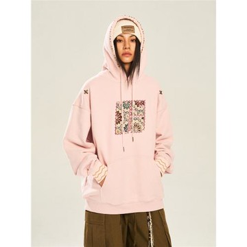 NSTNEW START發芽計劃“萬花筒”貼布刺繡設計感復古寬松連帽衛衣