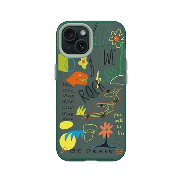 iPhone 15 Clear 憂墨綠 - MacaronToe 馬卡龍腳趾 - 勇敢一點 We Rock