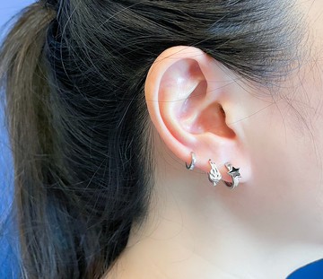 雙結易扣 純銀耳環