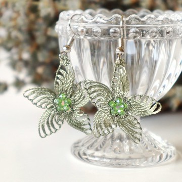 PREMIUM蕾絲耳環【Stella】藍月