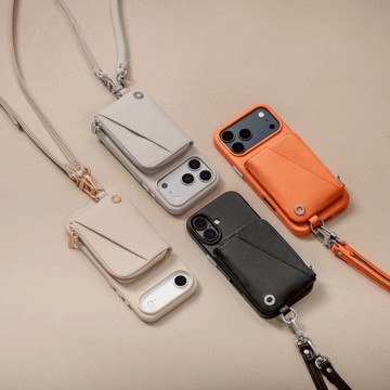 iPhone 17 Pouch 錢包掛繩手機殼 17 玫瑰＋玫瑰掛繩