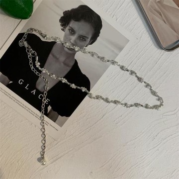 韓國新款S型珍珠水鉆腰鏈女配連衣裙裝飾細腰帶ins潮流百搭裙帶