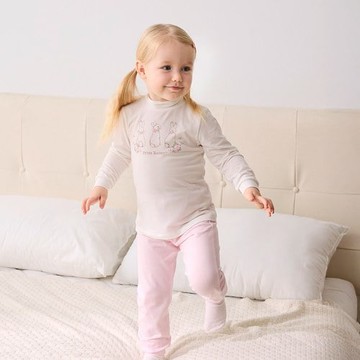 花徑小兔長褲(美麗諾羊毛布)