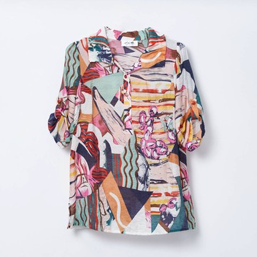 CLL巧玲瓏 時尚復古印花襯衫上衣 7133758