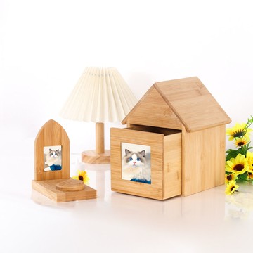 貓咪狗狗紀念盒 實木相框毛發收藏 去世祭祀擺臺 木質寵物骨灰盒 d8012