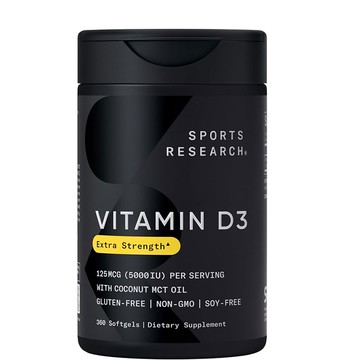 美國代購！原裝正品Sports Research 5000IU維他命D3 助鈣吸收125mcg 360粒