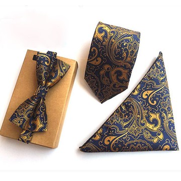 領帶領結口袋巾套裝小方巾復古花紋結婚新郎正裝三件套男休閑小花