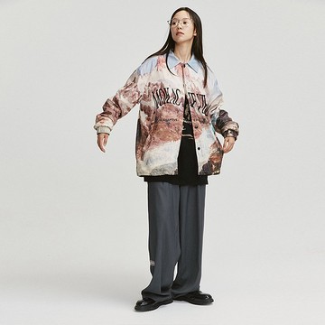 MOKACME 20FW秋冬原創設計風景水彩雪山教練夾克情侶裝