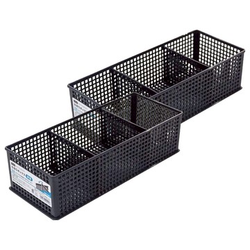 工子白 三格整理盒 bl  深型 黑色  2入