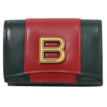GUCCI 古馳  & Balenciaga s Hacker Project 聯名款撞色三折零錢小短夾(綠/紅/綠)