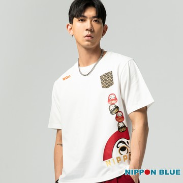 【8折↘結帳2件再88折】棒系列趣味達摩疊疊樂短TEE(白) -  BLUE WAY 日本藍
